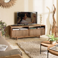 2 Drawers TV Stand With 2 Niches In Reclaimed Teak Wood