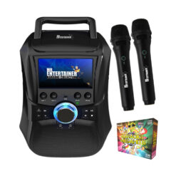 (2 x Wireless Microphones, 200 Songs) Mr Entertainer Megabox Portable Karaoke Machine with Screen