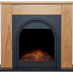 Adam Burlington Electric Fire Suite - Oak and Charcoal Grey