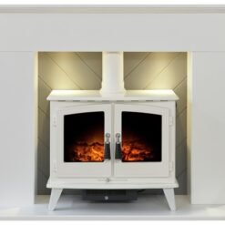 Adam Corinth 1.8kW Woodhouse Electric Stove - White And Grey