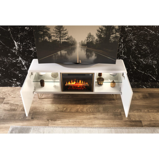 Ameyalli TV Stand for TVs up to 58" with Fireplace Included