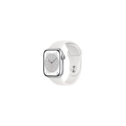 Apple Watch Series 8 (GPS 41mm) Smart watch - Silver Aluminium Case with White Sport Band - Regular. Fitness Tracker, Blood Oxygen & ECG Apps, Water