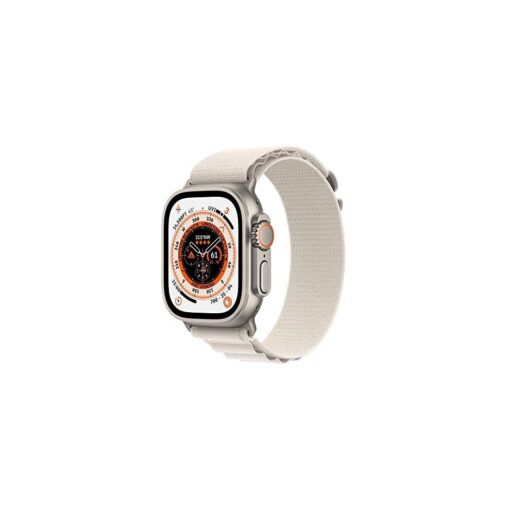 Apple Watch Ultra (GPS + Cellular, 49mm) Smart watch, Titanium Case with Starlight Alpine Loop - Medium. Fitness Tracker, Precision GPS, Action