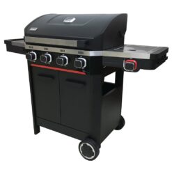 Atlas Norfolk Grills 4 - Burner Free Standing and Portable Liquid Propane Gas Grill with Side Burner and Cabinet