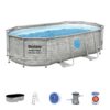 Bestway Power Steel Swim Vista Oval Swimming Pool Set, 16' x 10' x 42"