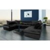 (Black) Milano Large Corner U Shape Sofa Velvet Fabric