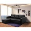 (Black) Universal L - Corner Sofa Bed Faux Leather in Black, Brown. One Storage