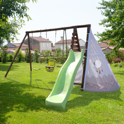 Camelia Wooden Swing Set with Slide