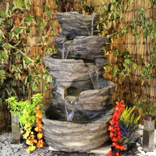 (Electric, Feature with Algae Tablets) 5 Tier Stone Water Feature
