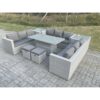 Fimous U Shape Rattan Garden Furniture Rising Lifting Table Dining Set Side Table