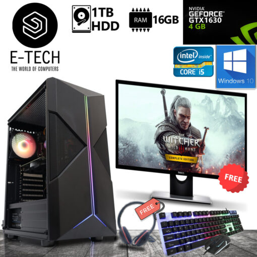 Gaming PC Computer Bundle Intel Quad Core i5 16GB 1TB HDD GTX 1630 W10