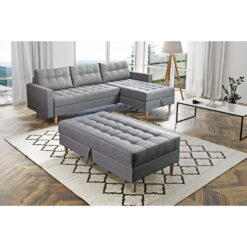 (Grey) Oslo Corner Lounge Corner Sofa Bed with Ottoman