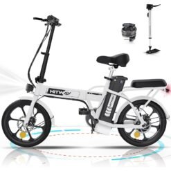 (HITWAY Electric Bike E Bike Foldable City Bikes 8.4Ah Battery, 250W Motor, Assist Range Up to 35-70Km) HITWAY Electric Bike,16" Ebikes, up 70KM Fold