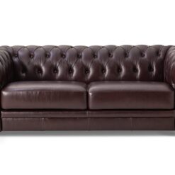 Habitat Chesterfield Leather 3 Seater Sofa - Chocolate