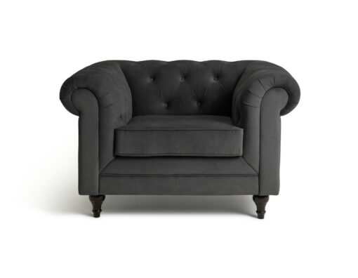 Habitat Chesterfield Velvet Armchair - Charcoal