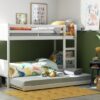 Habitat Detachable Bunk Bed, Trundle & 3 Mattresses-White