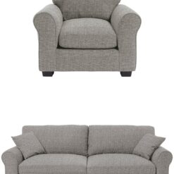 Habitat Lisbon Fabric Chair & 4 Seater Sofa - Grey