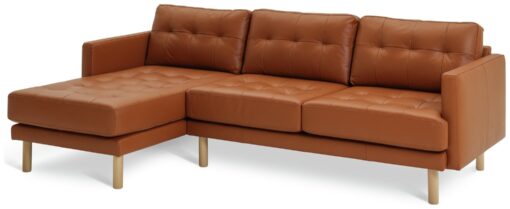 Habitat Newell Leather Left Hand Corner Chaise Sofa - Tan