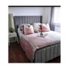 (King-5ft, Cream) Winged Panel Bedframe With Mattresses