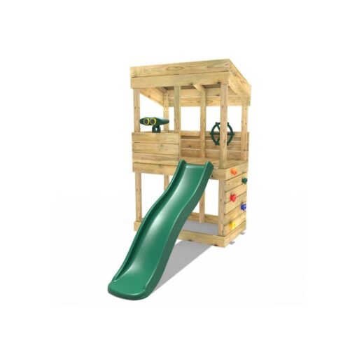 (Lookout with Adventure Pack) Rebo Wooden Lookout Tower Playhouse with 6ft Slide