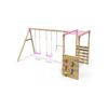 (Monkey Bars - Comet, Pink) Rebo Wooden Children's Garden Swing Set with Monkey Bars
