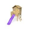 (Purple) Rebo Orchard 4FT x 4FT Wooden Playhouse On 900mm Deck + 6FT Slide Swan