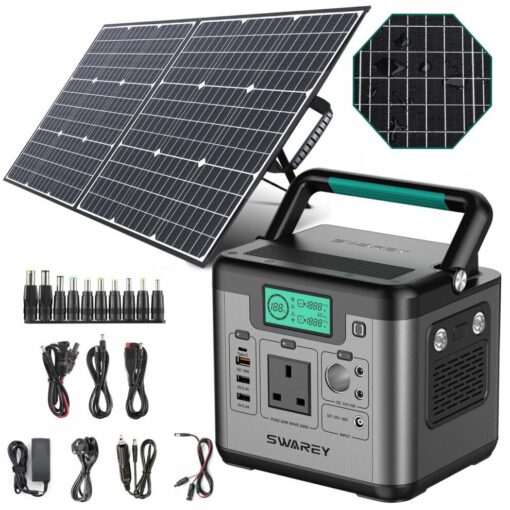SWAREY S500 Portable Power Station 518Wh Solar Power Generator 500W 144000mAh with 100W Solar Panel