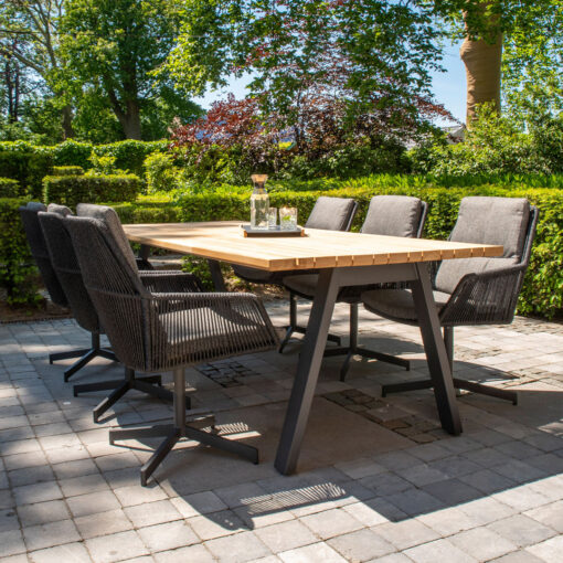 Set 6 Chairs And Rectangular Table Ambassador/primavera Anthracite-nature/grey