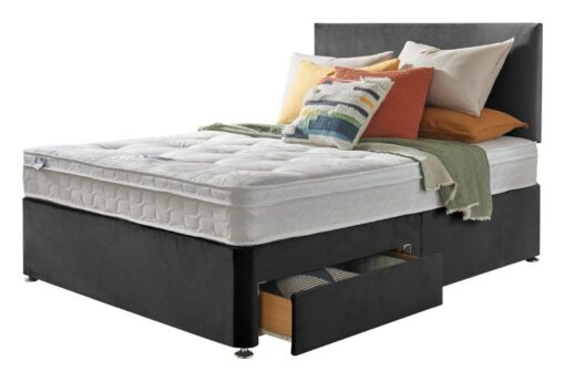 Silentnight Travis Double Ortho 2 Drawer Divan Bed- Charcoal