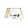 (Skye, Green) Rebo Wooden Swing Set with Up and Over Climbing Wall