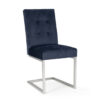 Tivoli Dark & Black Oak 4-6 Extension Table With 4 Upholstered Chairs In Dark Blue Velvet Fabric