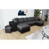 U-Shaped Corner Sofa Bed Grey and Black With 2 Footstools