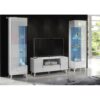 (White LED Lights) White Living Room Set High Gloss & Matt TV Stand Display Cabinets Azzurro8/12 LED Lights