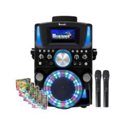 (Wireless, 1000 Songs) Groovebox Bluetooth CDG Karaoke Machine. Built in Screen & Disco Lights