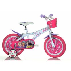 (14" Wheel) Dino Barbie Pink Kids Girls Bike with Basket