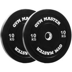 (2 x 10kg (20kg)) GYM MASTER Pair of Black Olympic Rubber Bumper Plates