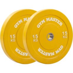 (2 x 15kg (30kg)) GYM MASTER Pair of Coloured Olympic Rubber Bumper Plates