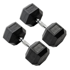 (2 x 22.5kg) York Commercial Rubber Hex Dumbbells