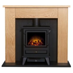 Adam Electric Freestanding Stove Suite - Oak & Black