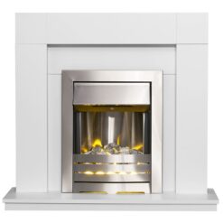 Adam Wyoming Electric Freestanding Fire Suite- White & Black