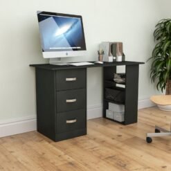 (Black) Mason 3 Drawer Shelf Computer Desk PC Office Study