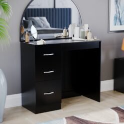 (Black) Riano 3 Drawer Dressing Table Makeup Computer Desk