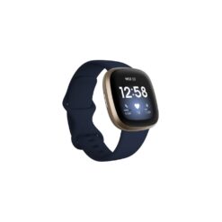 ( Blue / Soft Gold Aluminium) FitBit Versa 3 Health and Fitness Smartwatch