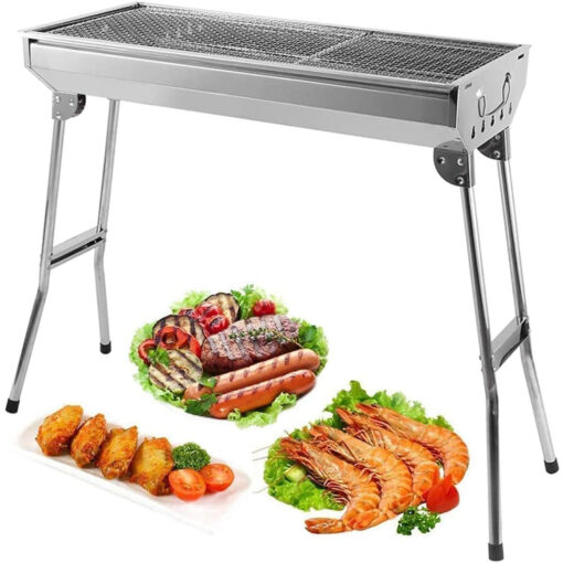 Charcoal Barbecue, 680X320x730 Mm | Large Foldable BBQ Grill | Thick Stainless Steel | For Picnic, Travel, Garden, Camping