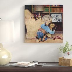 Cowboy and TV - Wrapped Canvas Graphic Art Print