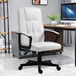((Cream)) Executive Office Chair High Back Adjustable 360° Swivel Computer Desk Chair Home