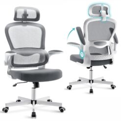 ((Grey)) Ergonomic Office Gaming Chair Swivel Mesh Computer Desk Chair Home With Adjustable Arms