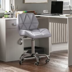 (Grey) Geo Computer Chair Office Ergonomic Faux Leather