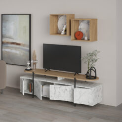 HANLEY TV UNIT - CARRARA - OAK