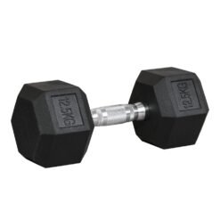 HOMCOM 12.5KG Single Rubber Hex Dumbbell Portable Hand Weights Home